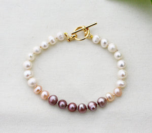 Ombre Pearl Bracelet, Pink Pearl Bracelet, Purple Pearl Bracelet, White Pearl Bracelet, Cultured Pearl Bracelet, Freshwater Pearls