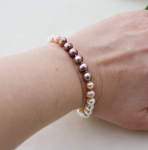 Ombre Pearl Bracelet, Pink Pearl Bracelet, Purple Pearl Bracelet, White Pearl Bracelet, Cultured Pearl Bracelet, Freshwater Pearls