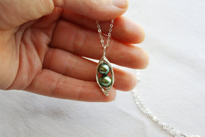 Gift for Grandma, Necklace for Grandma, Gift from Granddaughter, Birthday Gift for Grandma, Pea Pod Necklace Set of 2