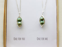 Load image into Gallery viewer, Gift for Cousin, Necklace for Cousin, Gift from Cousin, Birthday Gift for Birthday, Pea Pod Necklace Set of 2
