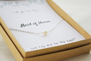 Maid of Honor Proposal, Maid of Honor Gift, Maid of Honor Necklace, Maid of Honor Pearl Necklace, Maid of Honor Proposal Gift