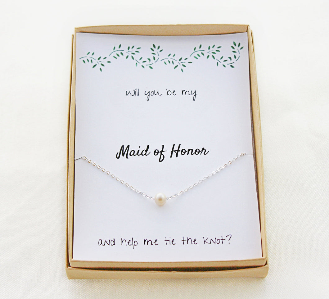 Maid of Honor Proposal Pearl Pendant