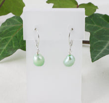 Load image into Gallery viewer, Mint Green Pearl Earrings, Mint Green Drop Earrings, Mint Green Bridesmaid Earrings, Mint Green Wedding Earrings, Baroque Freshwater Pearls
