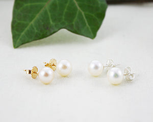 Saltwater Pearl Earrings, Saltwater Pearl Studs, AAA Saltwater Pearls, Gold Filled Studs, 14K Gold Studs, Sterling Silver Pearl Earrings