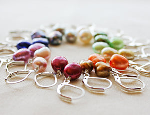 White Pearl Earrings, White Pearl Drop Earrings, White Bridesmaid Earrings, White Dangle Earrings, Dainty Pearl Earrings, Freshwater Pearls