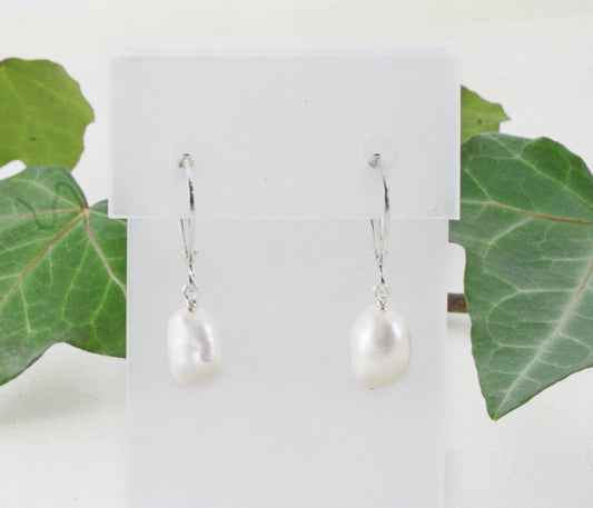 Classic White Pearl Drop Earrings