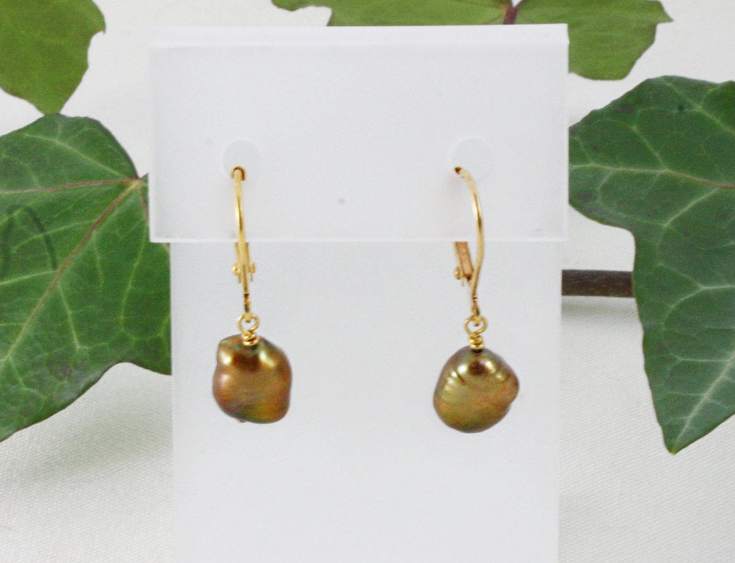 Chocolate Pearl Earrings, Brown Pearl Drop Earrings, Bridesmaid Earrings Brown, Chocolate Wedding Earrings, Baroque Freshwater Pearls