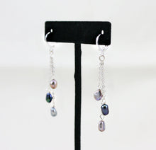 Load image into Gallery viewer, Black Pearl Earrings, Gray Pearl Earrings, Freshwater Pearls, Real Pearl Earrings, Silver Dangle Earrings, Pearl Drop Earrings
