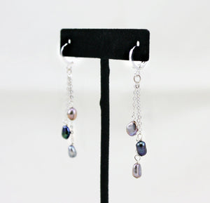 Black Pearl Earrings, Gray Pearl Earrings, Freshwater Pearls, Real Pearl Earrings, Silver Dangle Earrings, Pearl Drop Earrings