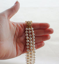 Load image into Gallery viewer, three strand pearl necklace size reference
