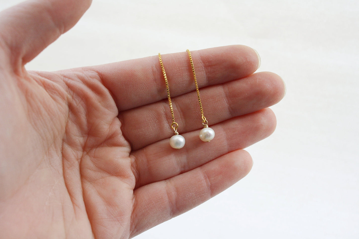 Freshwater Pearl Threader Earrings - June Birthstone