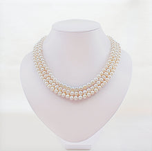 Load image into Gallery viewer, three strand pearl necklace front
