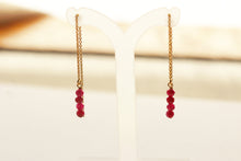 Load image into Gallery viewer, Red Ruby Earrings, 14K Gold, Genuine Ruby Earrings, July Birthstone Earrings, Ruby Threader Earrings, Ruby Drop Earrings, Natural Rubies
