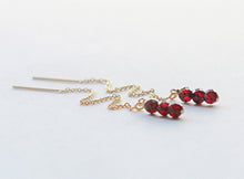 Load image into Gallery viewer, Red Garnet Threader Earrings - January Birthstone
